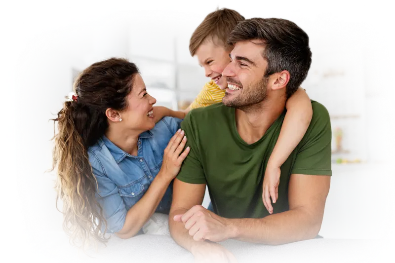Young family spending quality time together at home while starting a family life
